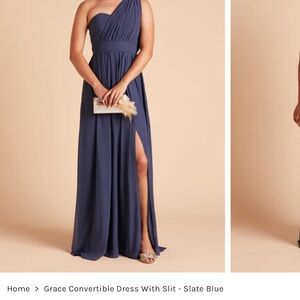 Birdy Grey One Shoulder Dress - Slate Blue